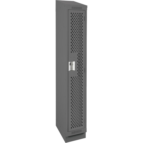 Clean Line Lockers, 12" x 15" x 82", Steel, Charcoal, Rivet (Assembled), Perforated Pathway Supply LP