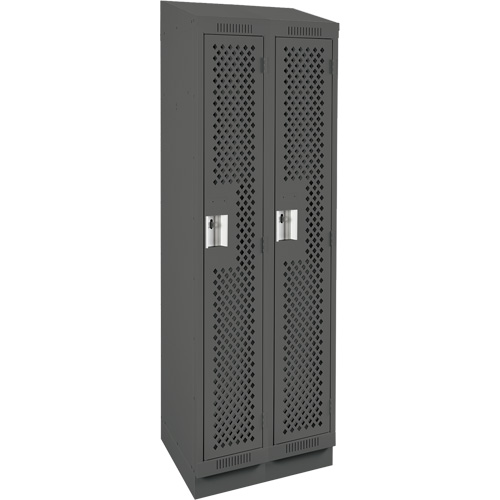 Clean Line Lockers, Bank of 2, 24" x 15" x 82", Steel, Charcoal, Rivet (Assembled), Perforated Pathway Supply LP