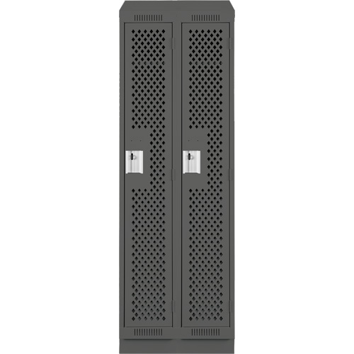 Clean Line Lockers, Bank of 2, 24" x 15" x 82", Steel, Charcoal, Rivet (Assembled), Perforated Pathway Supply LP