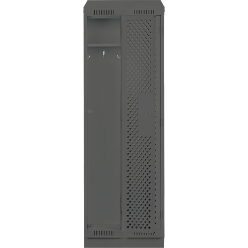 Clean Line Lockers, Bank of 2, 24" x 15" x 82", Steel, Charcoal, Rivet (Assembled), Perforated Pathway Supply LP