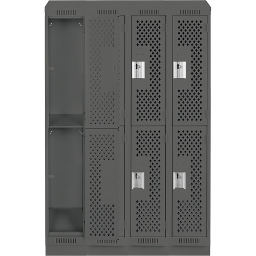 Casiers Clean Line, 2 niveaux, Bloc de 4, 48" x 12" x 82", Acier, Charbon, Rivet (assembl&eacute;), Perfor&eacute; Pathway Supply LP