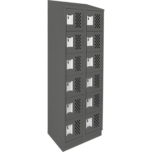 Assembled Lockerettes Clean Line Perforated Economy Lockers, 6 -tier, Bank of 2, 18" x 72" x 12", Steel Pathway Supply LP