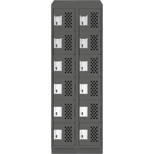 Assembled Lockerettes Clean Line Perforated Economy Lockers, 6 -tier, Bank of 2, 18" x 72" x 12", Steel Pathway Supply LP