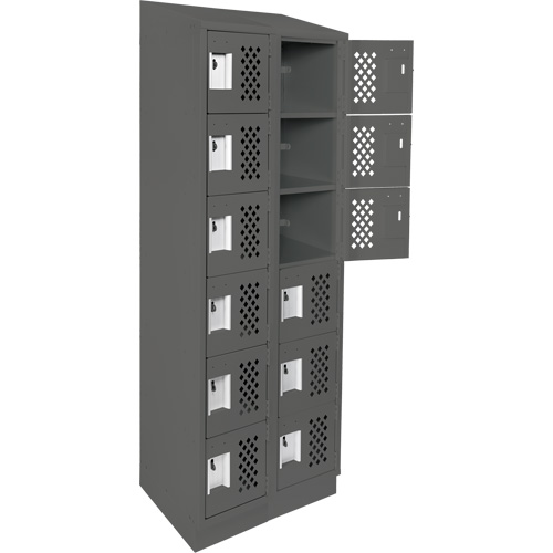 Assembled Lockerettes Clean Line Perforated Economy Lockers, 6 -tier, Bank of 2, 18" x 72" x 12", Steel Pathway Supply LP