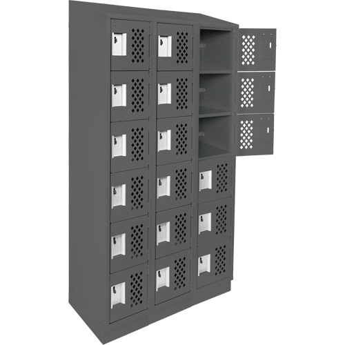 Assembled Lockerettes Clean Line Perforated Economy Lockers, 6 -tier, Bank of 3, 18" x 72" x 12", Steel Pathway Supply LP