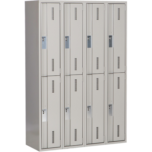Concorde Heavy-Duty Lockers, 2 -tier, Bank of 4, 48" x 18" x 72", Steel, Grey, Welded (Assembled) Pathway Supply LP