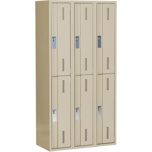Concorde Heavy-Duty Lockers, 2 -tier, Bank of 3, 36" x 18" x 72", Steel, Beige, Welded (Assembled) Pathway Supply LP