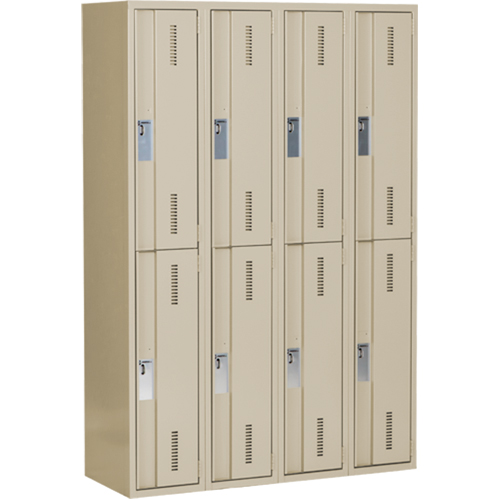 Concorde Heavy-Duty Lockers, 2 -tier, Bank of 4, 48" x 18" x 72", Steel, Beige, Welded (Assembled) Pathway Supply LP