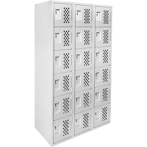 Clean-Line Perforated Lockerette, 6 -tier, Bank of 3, 12" x 72" x 12", Steel Pathway Supply LP