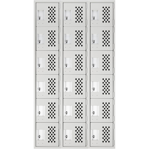 Clean-Line Perforated Lockerette, 6 -tier, Bank of 3, 12" x 72" x 12", Steel Pathway Supply LP