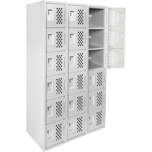 Clean-Line Perforated Lockerette, 6 -tier, Bank of 3, 12" x 72" x 12", Steel Pathway Supply LP