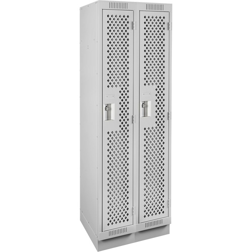 Clean Line Lockers, Bank of 2, 24" x 12" x 76", Steel, Grey, Rivet (Assembled), Perforated Pathway Supply LP