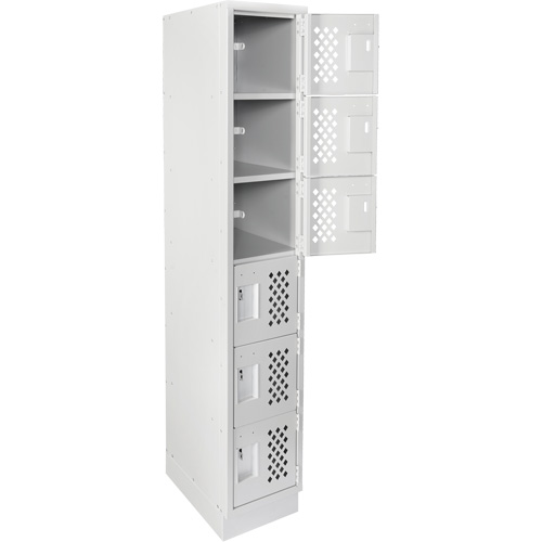 Assembled Lockerettes Clean Line Perforated Economy Lockers, 6 -tier, 18" x 72" x 12", Steel Pathway Supply LP