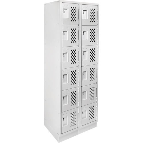 Assembled Lockerettes Clean Line Perforated Economy Lockers, 6 -tier, Bank of 2, 18" x 72" x 12", Steel Pathway Supply LP