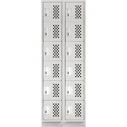 Assembled Lockerettes Clean Line Perforated Economy Lockers, 6 -tier, Bank of 2, 18" x 72" x 12", Steel Pathway Supply LP
