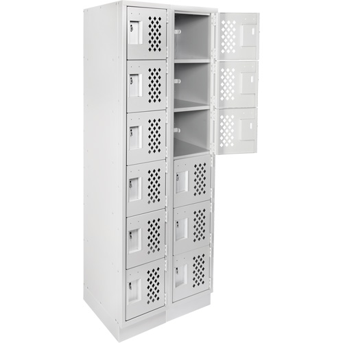 Assembled Lockerettes Clean Line Perforated Economy Lockers, 6 -tier, Bank of 2, 18" x 72" x 12", Steel Pathway Supply LP