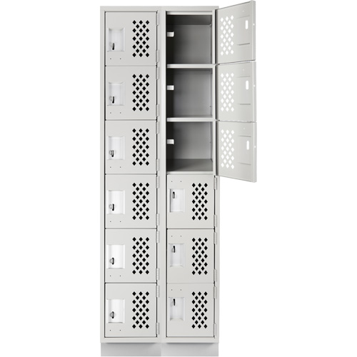 Assembled Lockerettes Clean Line Perforated Economy Lockers, 6 -tier, Bank of 2, 18" x 72" x 12", Steel Pathway Supply LP