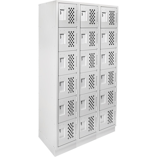 Assembled Lockerettes Clean Line Perforated Economy Lockers, 6 -tier, Bank of 3, 18" x 72" x 12", Steel Pathway Supply LP
