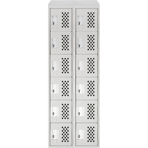 Assembled Lockerettes Clean Line Perforated Economy Lockers, 6 -tier, Bank of 2, 18" x 72" x 12", Steel Pathway Supply LP