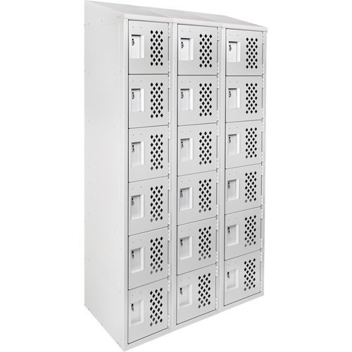 Assembled Lockerettes Clean Line Perforated Economy Lockers, 6 -tier, Bank of 3, 18" x 72" x 12", Steel Pathway Supply LP