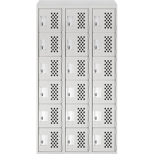 Assembled Lockerettes Clean Line Perforated Economy Lockers, 6 -tier, Bank of 3, 18" x 72" x 12", Steel Pathway Supply LP