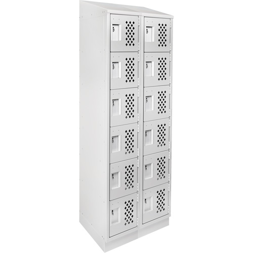 Assembled Lockerettes Clean Line Perforated Economy Lockers, 6 -tier, Bank of 2, 18" x 72" x 12", Steel Pathway Supply LP