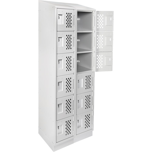 Assembled Lockerettes Clean Line Perforated Economy Lockers, 6 -tier, Bank of 2, 18" x 72" x 12", Steel Pathway Supply LP