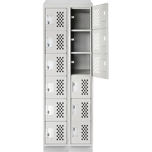 Assembled Lockerettes Clean Line Perforated Economy Lockers, 6 -tier, Bank of 2, 18" x 72" x 12", Steel Pathway Supply LP
