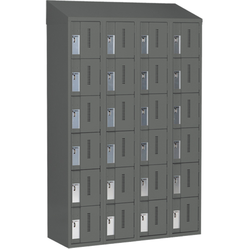 Concorde Heavy-Duty Lockers, 6 -tier, Bank of 4, 48" x 18" x 78", Steel, Charcoal, Welded (Assembled) Pathway Supply LP