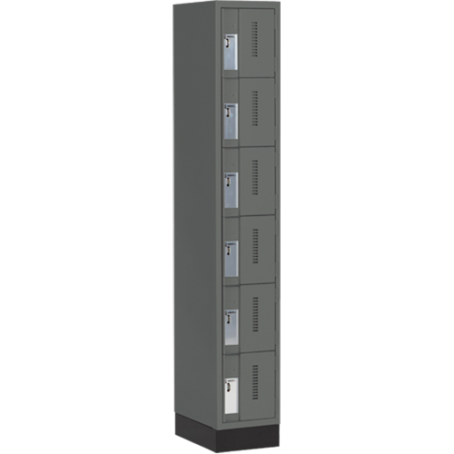 Concorde Heavy-Duty Lockers, 6 -tier, 12" x 18" x 76", Steel, Charcoal, Welded (Assembled) Pathway Supply LP