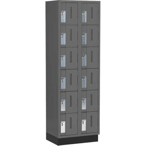 Concorde Heavy-Duty Lockers, 6 -tier, Bank of 2, 24" x 18" x 76", Steel, Charcoal, Welded (Assembled) Pathway Supply LP