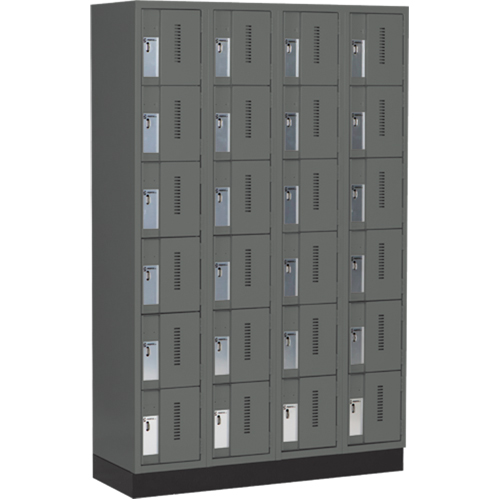 Concorde Heavy-Duty Lockers, 6 -tier, Bank of 4, 48" x 18" x 76", Steel, Charcoal, Welded (Assembled) Pathway Supply LP