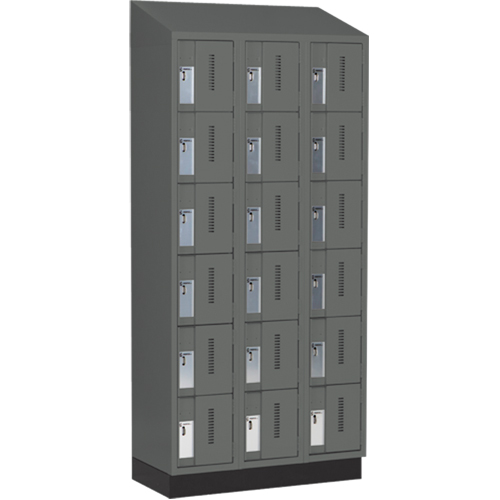 Concorde Heavy-Duty Lockers, 6 -tier, Bank of 3, 36" x 18" x 82", Steel, Charcoal, Welded (Assembled) Pathway Supply LP