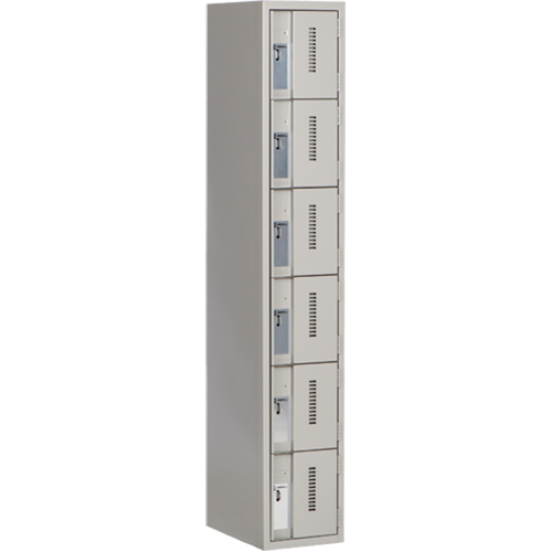 Concorde Heavy-Duty Lockers, 6 -tier, 12" x 18" x 72", Steel, Grey, Welded (Assembled) Pathway Supply LP