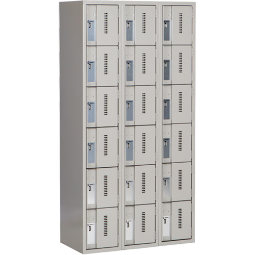 Concorde Heavy-Duty Lockers, 6 -tier, Bank of 3, 36" x 18" x 72", Steel, Grey, Welded (Assembled) Pathway Supply LP