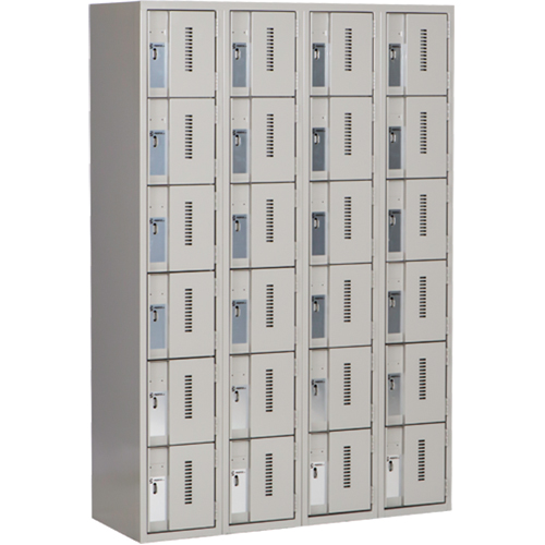 Concorde Heavy-Duty Lockers, 6 -tier, Bank of 4, 48" x 18" x 72", Steel, Grey, Welded (Assembled) Pathway Supply LP