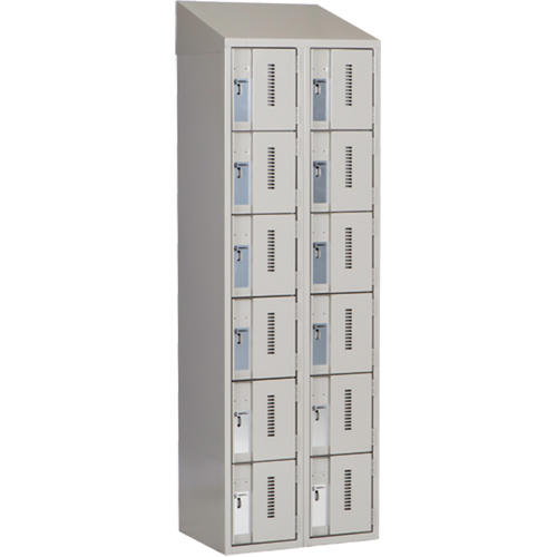 Concorde Heavy-Duty Lockers, 6 -tier, Bank of 2, 24" x 18" x 78", Steel, Grey, Welded (Assembled) Pathway Supply LP