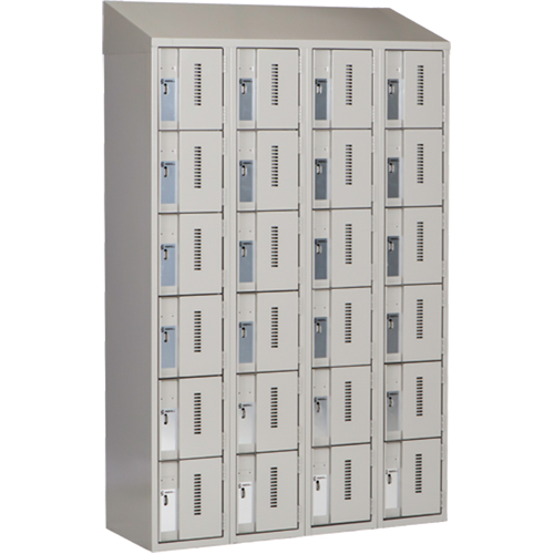 Concorde Heavy-Duty Lockers, 6 -tier, Bank of 4, 48" x 18" x 78", Steel, Grey, Welded (Assembled) Pathway Supply LP