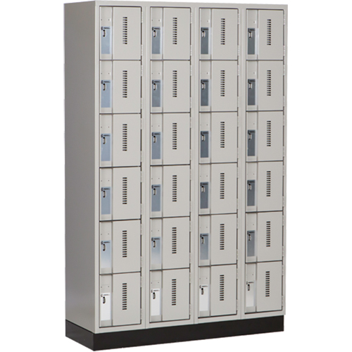 Concorde Heavy-Duty Lockers, 6 -tier, Bank of 4, 48" x 18" x 76", Steel, Grey, Welded (Assembled) Pathway Supply LP