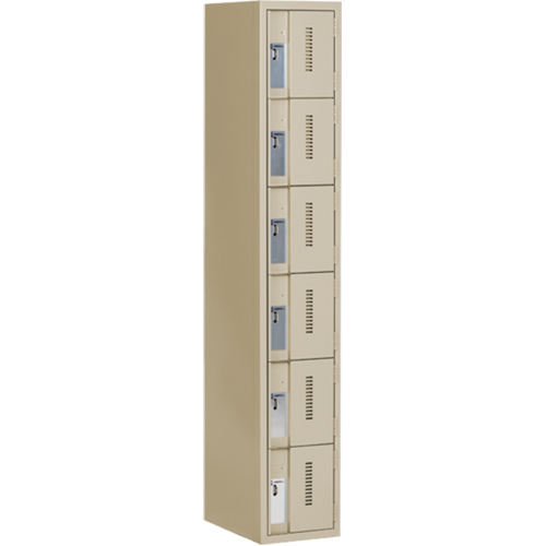 Concorde Heavy-Duty Lockers, 6 -tier, 12" x 18" x 72", Steel, Beige, Welded (Assembled) Pathway Supply LP
