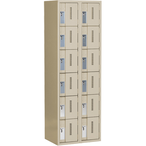 Concorde Heavy-Duty Lockers, 6 -tier, Bank of 2, 24" x 18" x 72", Steel, Beige, Welded (Assembled) Pathway Supply LP