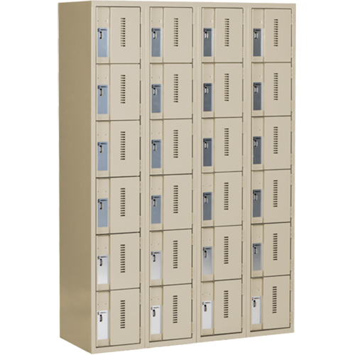 Concorde Heavy-Duty Lockers, 6 -tier, Bank of 4, 48" x 18" x 72", Steel, Beige, Welded (Assembled) Pathway Supply LP