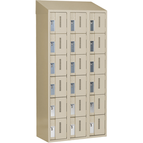 Concorde Heavy-Duty Lockers, 6 -tier, Bank of 3, 36" x 18" x 78", Steel, Beige, Welded (Assembled) Pathway Supply LP