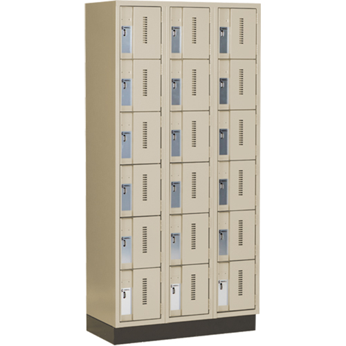 Concorde Heavy-Duty Lockers, 6 -tier, Bank of 3, 36" x 18" x 76", Steel, Beige, Welded (Assembled) Pathway Supply LP