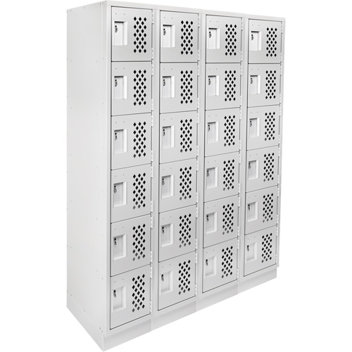 Assembled Clean Line Perforated Economy Lockers, 6 -tier, Bank of 4, 18" x 72" x 12", Steel Pathway Supply LP
