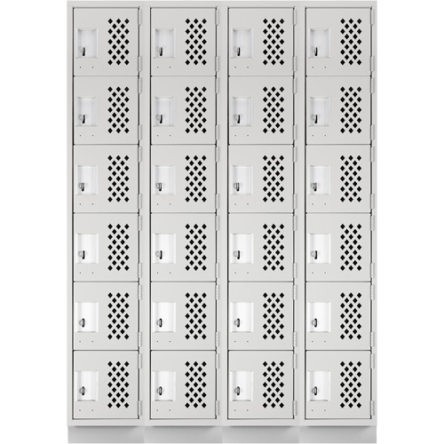 Assembled Clean Line Perforated Economy Lockers, 6 -tier, Bank of 4, 18" x 72" x 12", Steel Pathway Supply LP
