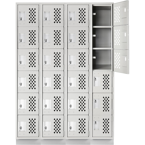 Assembled Clean Line Perforated Economy Lockers, 6 -tier, Bank of 4, 18" x 72" x 12", Steel Pathway Supply LP