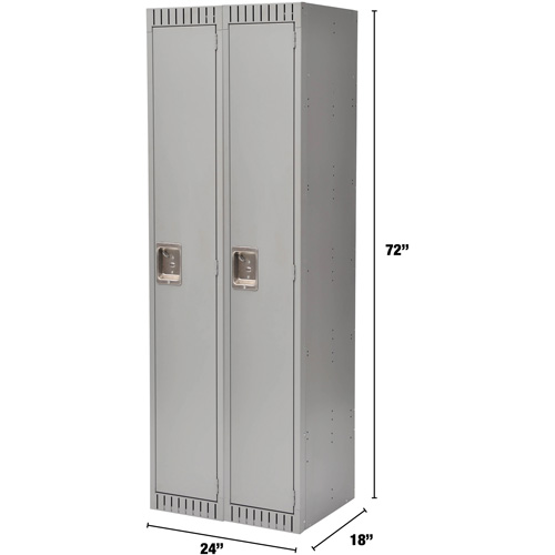 Lockers, Bank of 2, 24" x 18" x 72", Steel, Grey, Rivet (Assembled) Pathway Supply LP