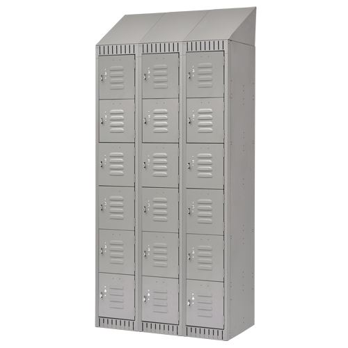 Lockers, 6 -tier, Bank of 3, 36" x 18" x 82", Steel, Grey, Knocked Down Pathway Supply LP