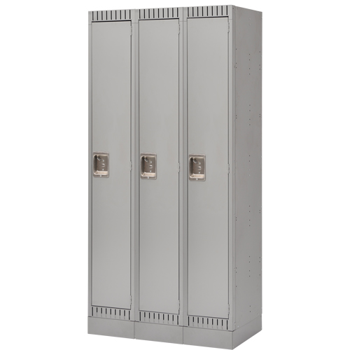 Assembled Lockers, Bank of 3, 36" x 18" x 72", Steel, Grey, Rivet (Assembled) Pathway Supply LP